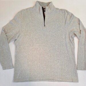 NWOT - CHAPS Men’s Quarter-Zip Pullover, Size XL, Light Gray/Brown